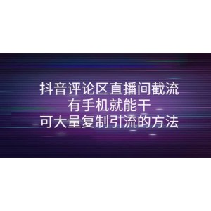 抖音評論區(qū)直播間截流，有手機(jī)就能干，可大量復(fù)制引流的方法