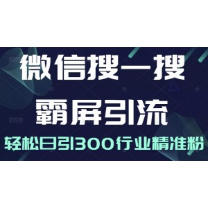 微信搜一搜霸屏引流課，打造被動精準引流系統(tǒng)，輕松日引300行業(yè)精準粉【無水印】