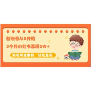生財小紅書漲粉變現(xiàn)：新賬號從0開始3個月小紅書漲粉5W 實現(xiàn)單篇爆粉