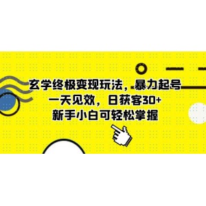 玄學終極變現(xiàn)玩法，暴力起號，一天見效，日獲客30 ，新手小白可輕松掌握