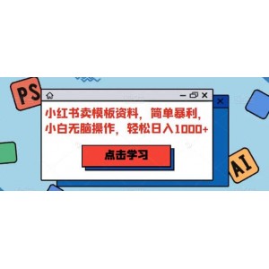 小紅書賣模板資料，簡單暴利，小白無腦操作，輕松日入1000 【揭秘】