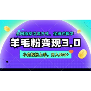 羊毛粉變現(xiàn)新篇章3.0：全網(wǎng)獨家引流秘籍，新手也能快速掌握，日賺500+不是夢！