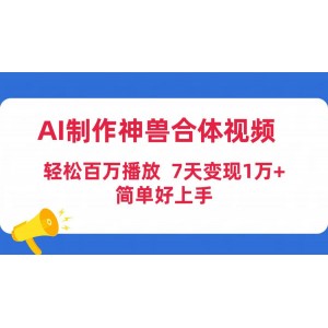 AI合成神獸合體視頻，百萬播放觸手可及，七日變現(xiàn)萬元不是夢(mèng)，操作簡(jiǎn)便易上手（附贈(zèng)工具與素材）