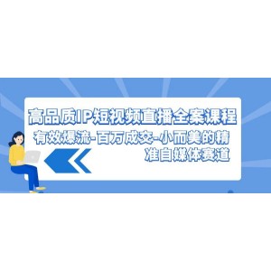 高品質(zhì)IP短視頻直播全案課程：精準(zhǔn)引流秘籍，打造百萬(wàn)成交神話，探索小而美的自媒體新賽道