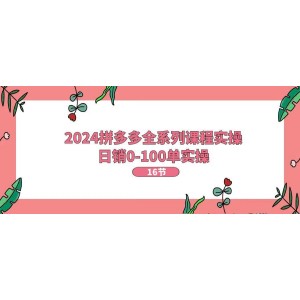 2024拼多多運(yùn)營全攻略：從日銷0單到突破百單，實(shí)戰(zhàn)操作指南【16節(jié)精品課】