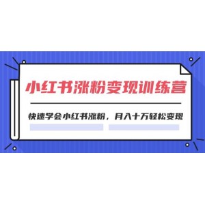 2024小紅書漲粉變現(xiàn)訓(xùn)練營，快速學(xué)會小紅書漲粉，月入十萬輕松變現(xiàn)(40節(jié))